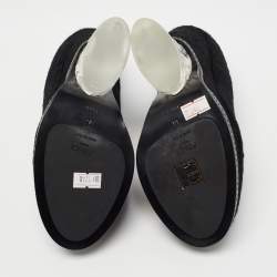 Pre Owned Fendi Black Calf Hair Block Heel Loafer Pumps Size 36