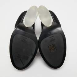 Pre Owned Fendi Black Calf Hair Block Heel Loafer Pumps Size 39