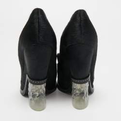 Pre Owned Fendi Black Calf Hair Block Heel Loafer Pumps Size 39