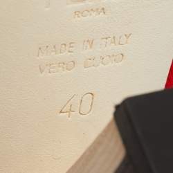 Pre Owned Fendi Red Knit Fabric Peep Toe Cut Out Sandals Size 40