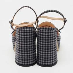 Pre Owned Fendi Grey/Blue Canvas Promenade Slingback Pumps Size 40