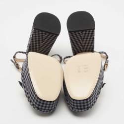 Pre Owned Fendi Grey/Blue Canvas Promenade Slingback Pumps Size 40