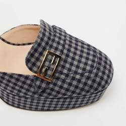 Pre Owned Fendi Grey/Blue Canvas Promenade Slingback Pumps Size 40