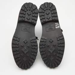 Pre Owned Fendi Black Rubber and Zucca Knit Fabric Ankle Boots Size 38