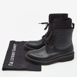 Pre Owned Fendi Black Rubber and Zucca Knit Fabric Ankle Boots Size 38