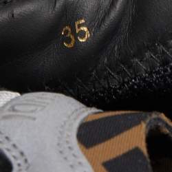 Pre Owned Fendi Black Leather and Mesh Flow Low Top Sneakers Size 35