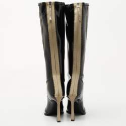 Pre Owned Fendi Black Patent Leather Knee Length Boots Size 38.5