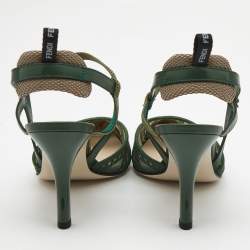 Pre Owned Fendi Green Mesh and Leather Colibri Pumps Size 39