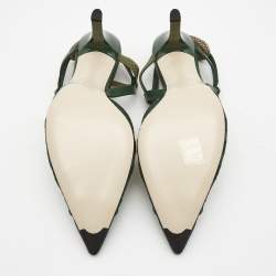 Pre Owned Fendi Green Mesh and Leather Colibri Pumps Size 39