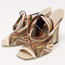 Fendi Multicolor Rubber And Fabric Ankle Strap Sandals Size 40