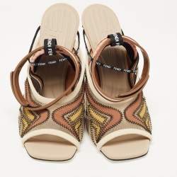 Fendi Multicolor Rubber And Fabric Ankle Strap Sandals Size 40