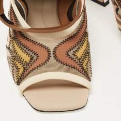 Fendi Multicolor Rubber And Fabric Ankle Strap Sandals Size 40