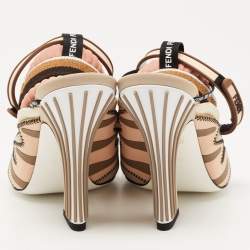 Fendi Multicolor Rubber And Fabric Ankle Strap Sandals Size 40