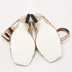 Fendi Multicolor Rubber And Fabric Ankle Strap Sandals Size 40
