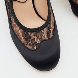 Pre Owned Fendi Black/Pink Lace and Satin Promenade Pumps Size 40