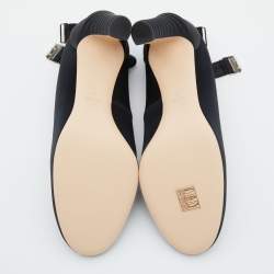 Pre Owned Fendi Black/Pink Lace and Satin Promenade Pumps Size 40