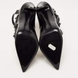 Pre Owned Fendi Black Patent Leather Flowerland Strappy Pumps Size 39