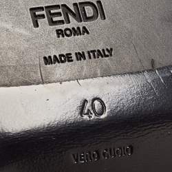 Pre Owned Fendi Navy Black Leather Ffreedom Wedge Ankle Boots Size 40