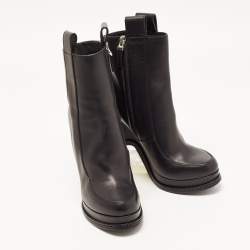 Pre Owned Fendi Navy Black Leather Ffreedom Wedge Ankle Boots Size 40