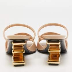 Pre Owned Fendi Beige Leather Fendi First Slide Sandals Size 39