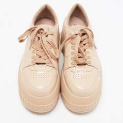 Pre Owned Fendi Beige Leather Fashion Show Platform Sneakers Size 39.5