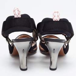 Pre Owned Fendi Brown/Black Zucca Mesh and Leather Colibri Pumps Size 38