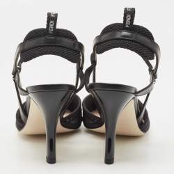 مملوكة مسبقًا Fendi Black Lace and Leather Colibri Lite Slingback Pumps Size 40