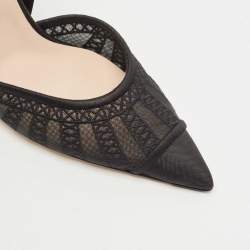 مملوكة مسبقًا Fendi Black Lace and Leather Colibri Lite Slingback Pumps Size 40