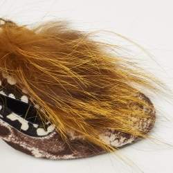 Pre Owned Fendi Brown Print Calf Hair And Fox Fur Block Heel Pumps Size 40