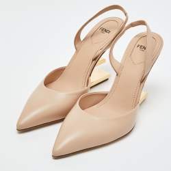 Pre Owned Fendi Beige Leather Fendi First Slide Sandals Size 38