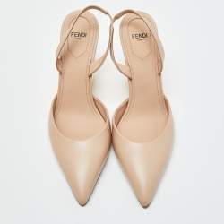 Pre Owned Fendi Beige Leather Fendi First Slide Sandals Size 38