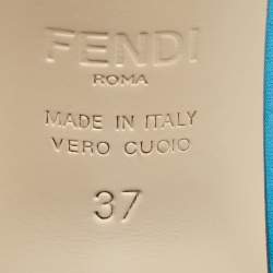Pre Owned Fendi Blue Tulle and Satin Colibri Lite Slingback Pumps Size 37