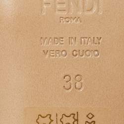 Fendi Metallic Gold Leather Baguette Flat Slides Size 38