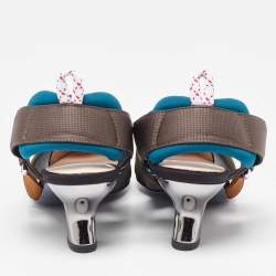 Pre Owned Fendi Multicolor Mesh and Canvas Colibri Slingback Pumps Size 35