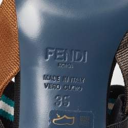 Pre Owned Fendi Multicolor Mesh and Canvas Colibri Slingback Pumps Size 35