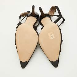 Pre Owned Fendi Black Mesh and Velvet Colibri Slingback Pumps Size 41