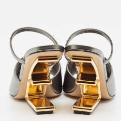 Fendi Grey Leather First Slide Sandals Size 36