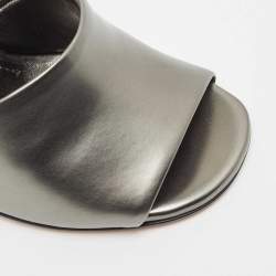 Fendi Grey Leather First Slide Sandals Size 36
