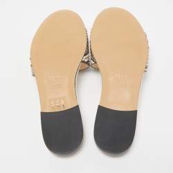 Fendi Beige/Cream Python Embossed Leather Baguette Flat Slides Size 35