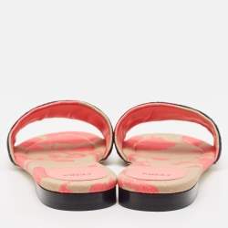 Fendi Multicolor Zucca Canvas Flat Slides Size 40