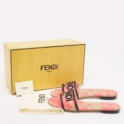 Fendi Multicolor Zucca Canvas Flat Slides Size 40