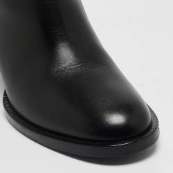 Pre Owned Fendi Black Leather and Canvas Ankle Boots Size 37