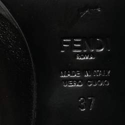 Pre Owned Fendi Black Leather and Canvas Ankle Boots Size 37