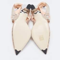 Pre Owned Fendi Beige Perforated Leather Colibri Slingback Pumps Size 40