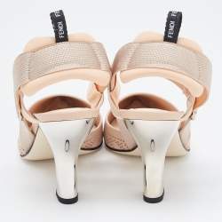 Pre Owned Fendi Beige Perforated Leather Colibri Slingback Pumps Size 40