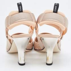 Pre Owned Fendi Beige Perforated Leather Colibri Slingback Pumps Size 40
