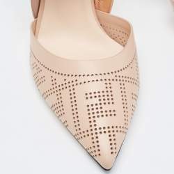 Pre Owned Fendi Beige Perforated Leather Colibri Slingback Pumps Size 40