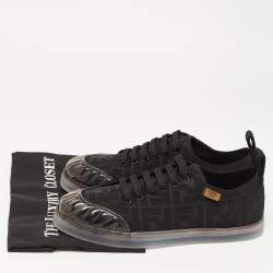 Pre Owned Fendi Black Canvas And PVC FF Logo Low-Top Sneakers Size 41