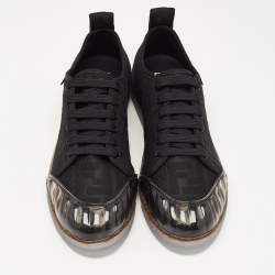 Pre Owned Fendi Black Canvas And PVC FF Logo Low-Top Sneakers Size 41