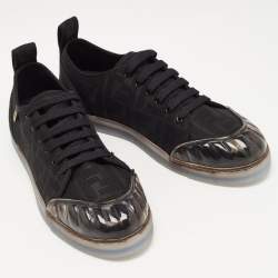 Pre Owned Fendi Black Canvas And PVC FF Logo Low-Top Sneakers Size 41